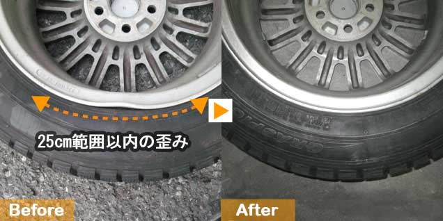 アルミホイールの歪み（ホイール裏面）